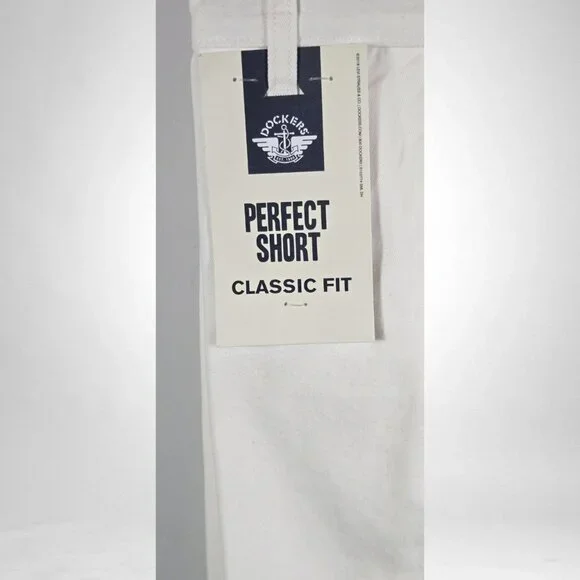 Dockers NWT W33 Men's Perfect Short Flat Front Classic Fit White - Picture 5 of 9